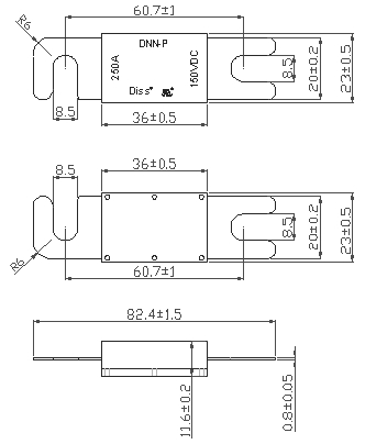 Fusível automotivo atual alto DC32V DC58V DC80V para o baixo fusível de quebra da capacidade