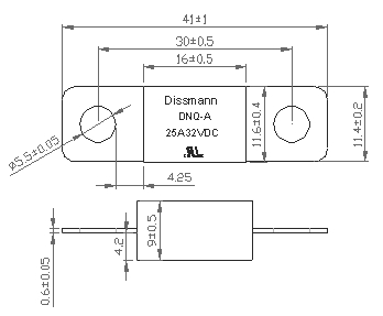 Fusível automotivo atual alto DC32V DC58V DC80V para o baixo fusível de quebra da capacidade