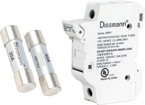 Fusível cerâmico do sistema de armazenamento de energia, fusível solar 10x38 PV com suporte